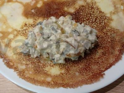 Blyneliai su vištiena ir grybais Žingsnis 4