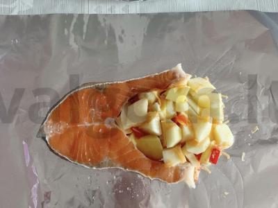Upėtakis, keptas su daržovėmis ir sūriu Žingsnis 3