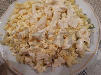 Skanios salotos "Bride" su rūkyta vištiena Žingsnis 5