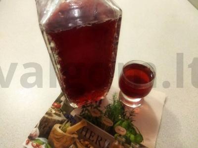 Rubino spanguolių tinktūra ant degtinės su medumi ir mėtomis pagrindine nuotrauka