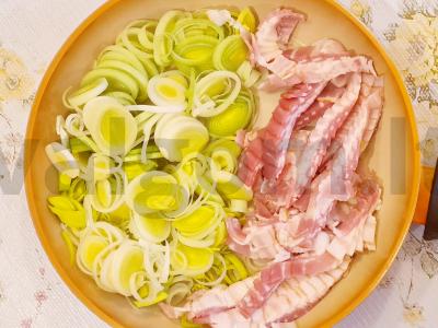 Karštas šoninės ir porų užkandis Žingsnis 3