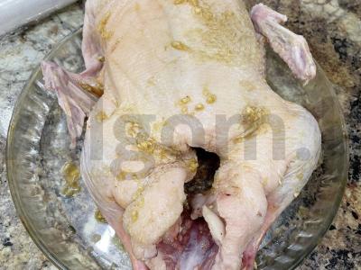 Antis su obuoliais apelsinų marinate Žingsnis 2