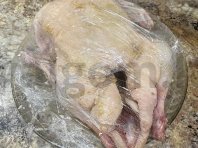 Antis su obuoliais apelsinų marinate Žingsnis 3