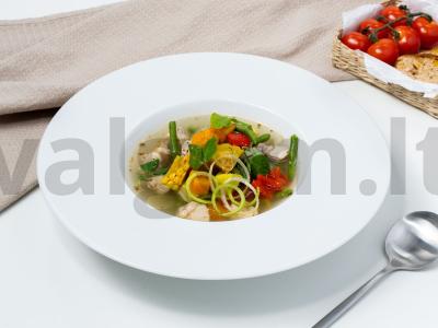 Kukurūzų sriuba su mėsos sultiniu pagrindine nuotrauka