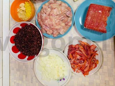Guliašas su pupelėmis Žingsnis 1