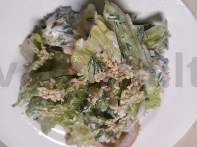 Šviežios aisbergo salotos su grietine pagrindine nuotrauka