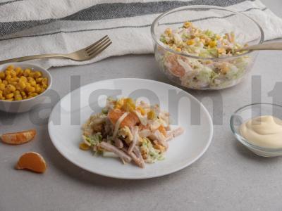Salotos su kukurūzais, kumpiu ir mandarinais Žingsnis 4