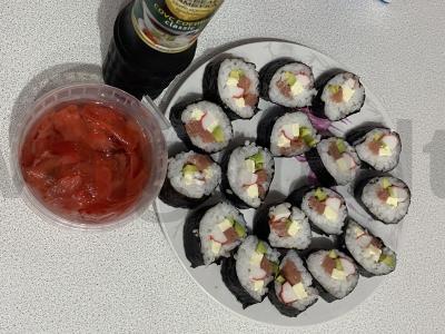 Namų gamybos suktinukai su upėtakiu ir marinuotu imbieru Žingsnis 7