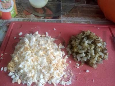 Olivier salotos su kumpiu ir dešra Žingsnis 2