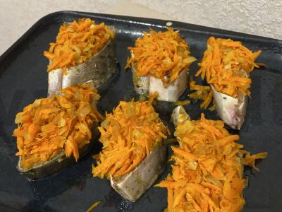 Gorbušo upėtakis po daržovių ir grietinės Žingsnis 7