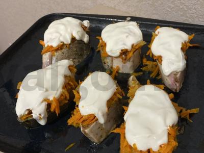 Gorbušo upėtakis po daržovių ir grietinės Žingsnis 8