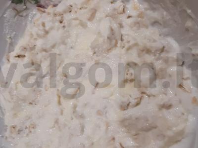 Skanūs avižinių dribsnių, sūrio ir varškės sausainiai Žingsnis 2