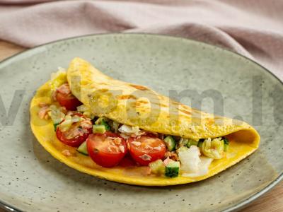 Žuvies salotos omlete su karštai rūkyta rausvąja lašiša Žingsnis 4