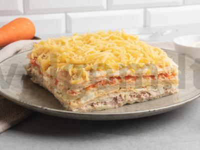 Tortas-salotos "Napoleonas" su žuvies konservais Žingsnis 4
