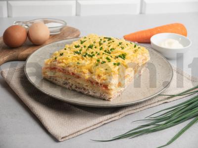Tortas-salotos "Napoleonas" su žuvies konservais pagrindine nuotrauka