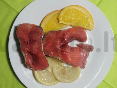 Rausva lašiša apelsinų ir citrinų marinate "Tsarskaya" pagrindine nuotrauka