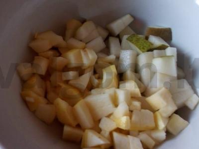 Obuolių, apelsinų ir kriaušių salotos su varške Žingsnis 2