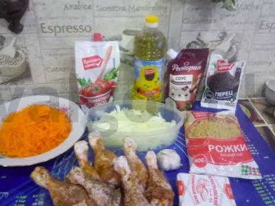 Makaronai su vištiena Žingsnis 1