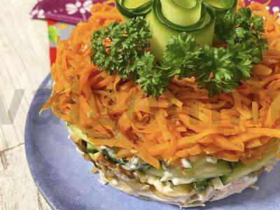 Salotos "Delight" su korėjietiškomis morkomis pagrindine nuotrauka