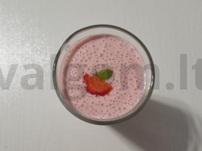 Aromatizuotas pieno kokteilis su braškėmis pagrindine nuotrauka