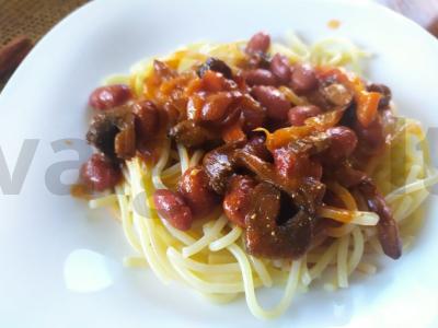 Kiaušinių makaronai su raudonųjų pupelių padažu Žingsnis 6