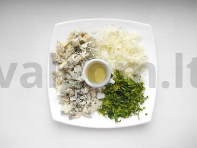 Aštrios krevetės su mėlynuoju sūriu Žingsnis 1