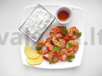 Aštrios krevetės su mėlynuoju sūriu pagrindine nuotrauka