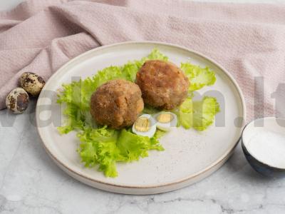 Orkaitėje kepami putpelių kiaušiniais įdaryti kotletai pagrindine nuotrauka