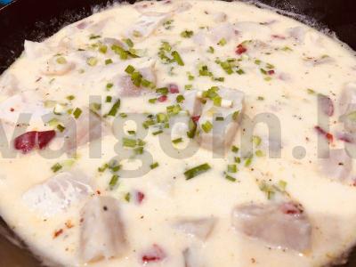 Sultinga ir švelni jūrų lydekos su daržovėmis grietinėlės ir česnakų padaže Žingsnis 2