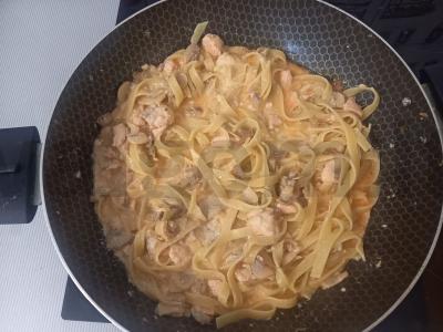 Makaronai su lašiša ir grybais Žingsnis 8