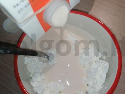 Varškės ir mėlynių PP desertas su aštriu cinamonu Žingsnis 2