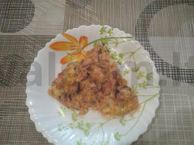 Skanus omletas su aštriosiomis paprikomis ir pomidorais pagrindine nuotrauka