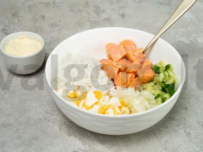 Virtos žuvies salotos su ryžiais Žingsnis 2