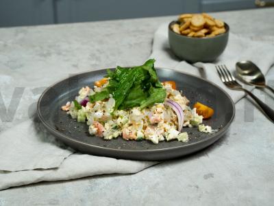 Virtos žuvies salotos su ryžiais pagrindine nuotrauka