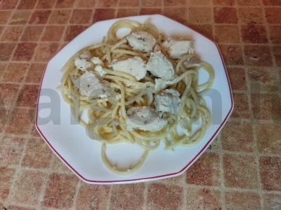 Gardūs spagečiai su vištienos krūtinėle pagrindine nuotrauka