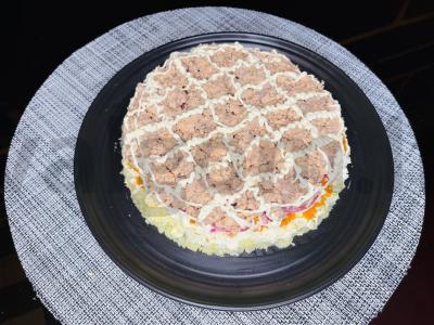 Salotos su konservuota rausvąja lašiša Žingsnis 6