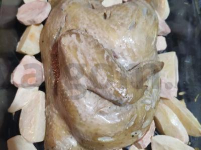 Vištiena balzaminiame padaže su batatais, bulvėmis ir grybais Žingsnis 3