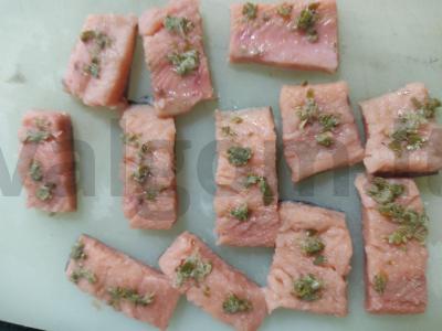 Žuvies grynuoliai su kaparėliais Žingsnis 1