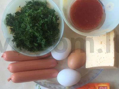 Pita su sūriu ir dešra Žingsnis 1