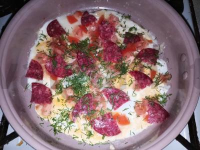 Mano tobula kiaušinienė su rūkyta dešra ir krapais Žingsnis 7