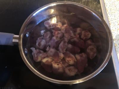 Makaronai su vištienos širdelėmis ir grybais Žingsnis 3