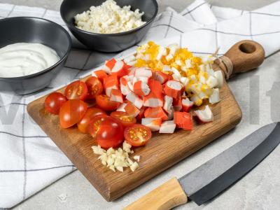 PP salotos su krabų lazdelėmis Žingsnis 1