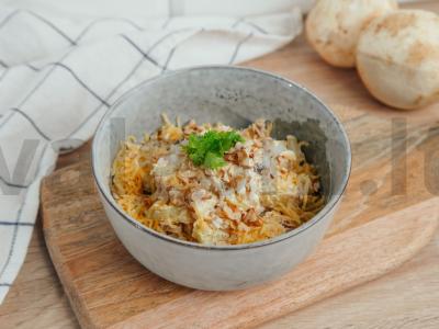 Žuvies salotos su grybais ir graikiniais riešutais Žingsnis 6