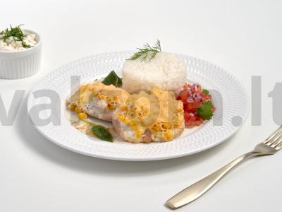 Kepta kalakutiena su kukurūzais pagrindine nuotrauka