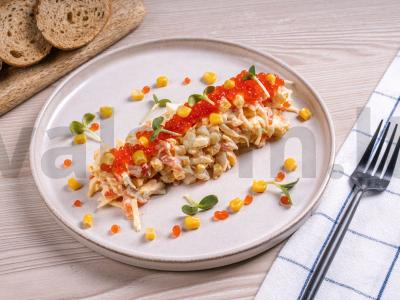 Karaliaus stiliaus salotos su raudona žuvimi ir kukurūzais Žingsnis 5