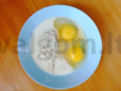 Naminis avižinių dribsnių blynas su varške ir bananu Žingsnis 2