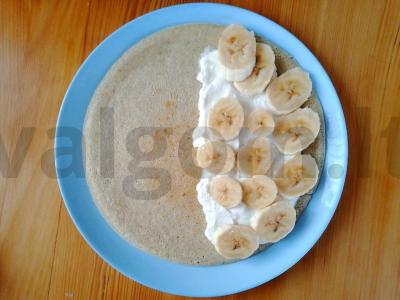 Naminis avižinių dribsnių blynas su varške ir bananu Žingsnis 4