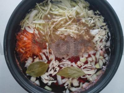 Šči su pupelėmis multicooker keptuvėje Žingsnis 2