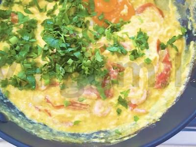 Pomidorų ir krevečių frittata Žingsnis 7