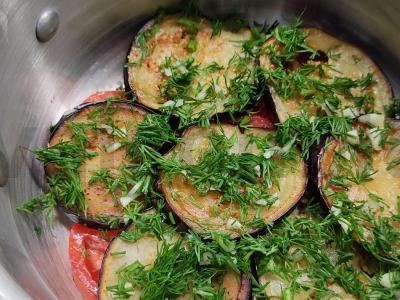 Baklažanų užkandis su pomidorais Žingsnis 8